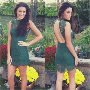 Free People Green Lace Mini Dress